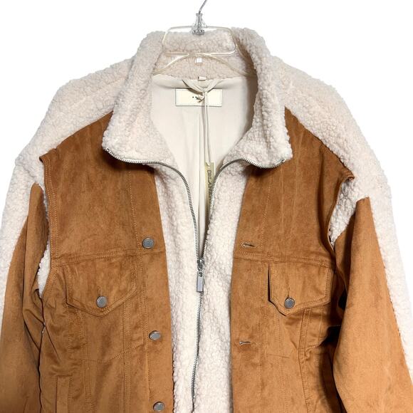 Blank NYC Catch Me Outside Oversized Trucker Jacket Sherpa Faux Suede - Picture 5 of 12